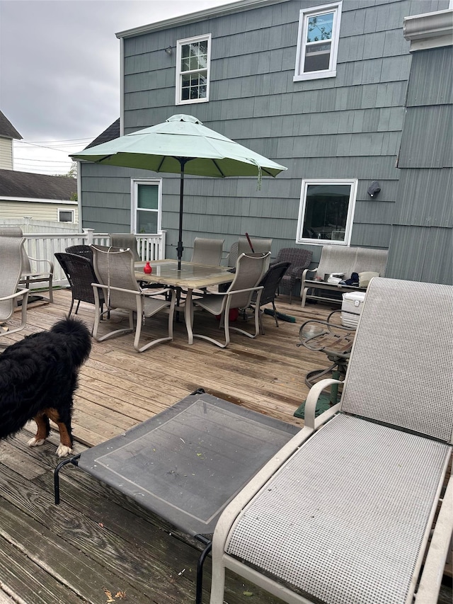 417 S Ocean Ave, Patchogue, NY 11772 - wooden deck with outdoor dining area