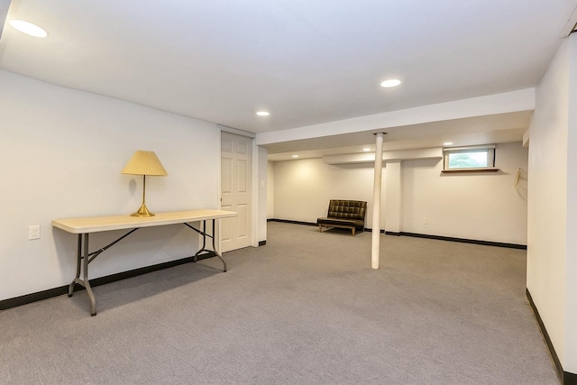 16249 13th Ave, Beechhurst, NY 11357 - below grade area featuring recessed lighting, carpet flooring, and baseboards
