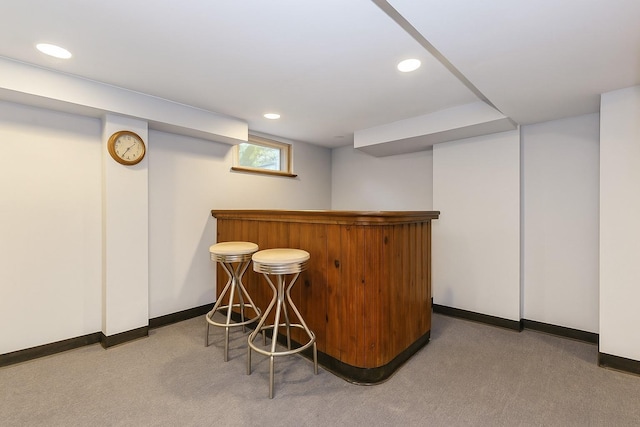 16249 13th Ave, Beechhurst, NY 11357 - indoor dry bar with carpet, baseboards, and recessed lighting