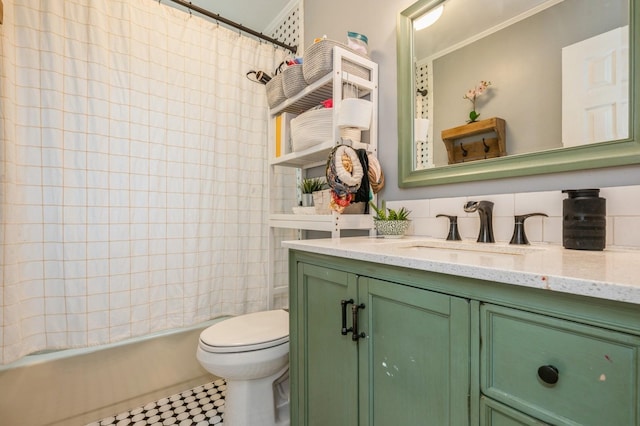405 Waukena Ave, Oceanside, NY 11572 - full bathroom featuring vanity, ornamental molding, and shower / tub combo with curtain