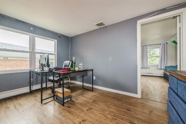 405 Waukena Ave, Oceanside, NY 11572 - office area with hardwood / wood-style flooring and baseboard heating