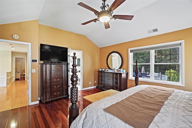 3856 Marcy St, Mohegan Lake, NY 10547 - bedroom featuring lofted ceiling, wood finished floors, and ceiling fan