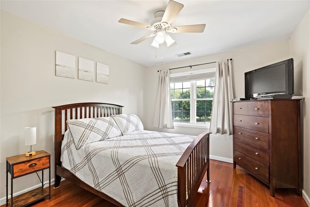 3856 Marcy St, Mohegan Lake, NY 10547 - bedroom featuring dark wood-style floors and a ceiling fan