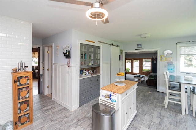 2 Sheafe Cir, Rock Tavern, NY 12575 - kitchen with a barn door, light wood finished floors, plenty of natural light, and wainscoting