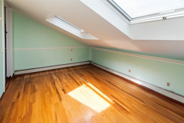 2 Sheafe Cir, Rock Tavern, NY 12575 - bonus room with a skylight, a baseboard radiator, lofted ceiling, and wood finished floors
