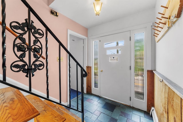 102 Maple St, Croton-On-Hudson, NY 10520 - entryway with stairway and stone tile floors
