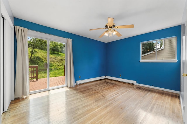 102 Maple St, Croton-On-Hudson, NY 10520 - spare room with a baseboard radiator, a ceiling fan, and wood finished floors