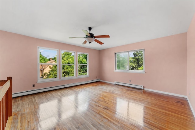 102 Maple St, Croton-On-Hudson, NY 10520 - empty room with a baseboard radiator, a ceiling fan, and light wood-type flooring