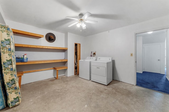 102 Maple St, Croton-On-Hudson, NY 10520 - laundry area with independent washer and dryer and a ceiling fan