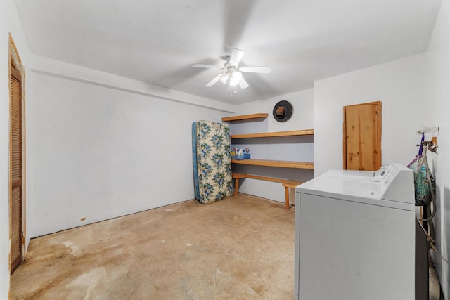 102 Maple St, Croton-On-Hudson, NY 10520 - washroom with washer and clothes dryer and a ceiling fan