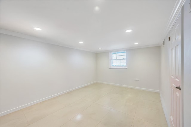 239-53 66th Ave, Little Neck, NY 11362 - empty room featuring crown molding, recessed lighting, baseboards, and light tile patterned floors