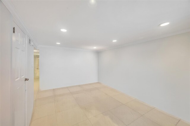239-53 66th Ave, Little Neck, NY 11362 - spare room with recessed lighting, ornamental molding, and light tile patterned flooring