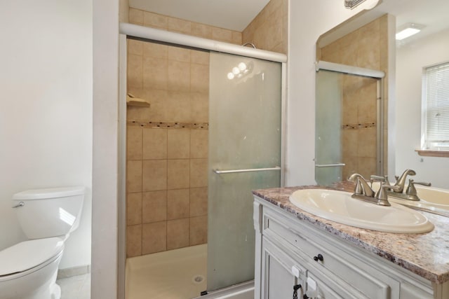 403 Haverstraw Rd, Suffern, NY 10901 - full bathroom featuring vanity, a stall shower, toilet, and tile patterned flooring