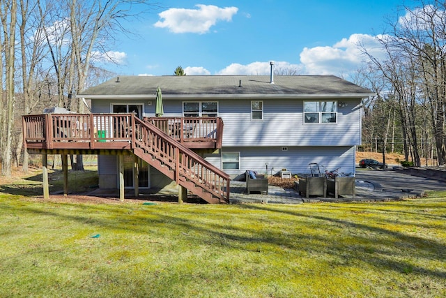 403 Haverstraw Rd, Suffern, NY 10901 - back of house featuring a deck, a yard, and stairway