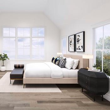 18 Marker Rdg Unit 9, Irvington, NY 10533 - bedroom with lofted ceiling and wood finished floors