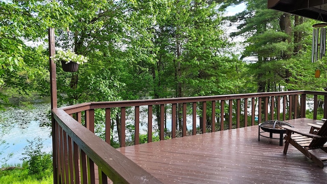24 Lakeview Ter, Monticello, NY 12701 - deck featuring a fire pit and a water view