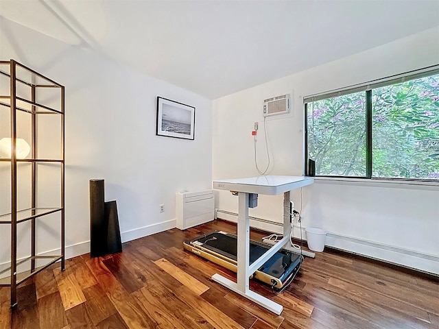 24 Lakeview Ter, Monticello, NY 12701 - office space with wood finished floors, a baseboard radiator, and a baseboard heating unit