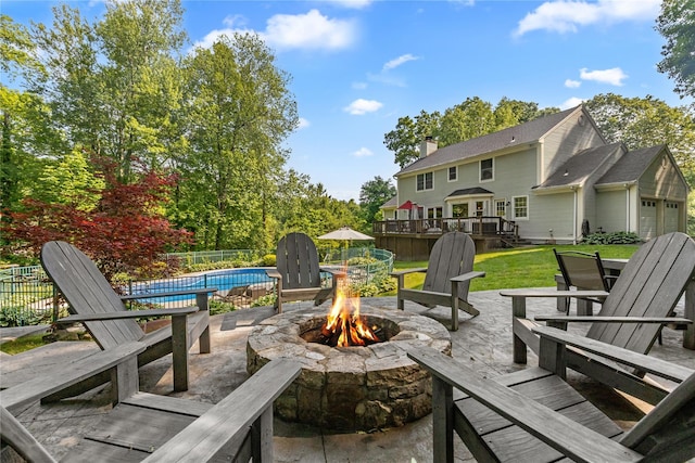 41 Indian Hill Rd, Brewster, NY 10509 - view of patio / terrace featuring a fire pit and a deck