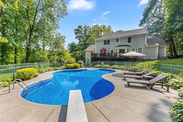 41 Indian Hill Rd, Brewster, NY 10509 - view of swimming pool with a patio area and a diving board