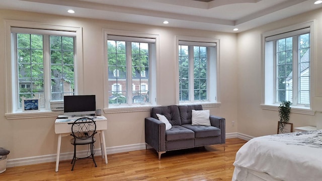 32-37 214th Sts, Bayside, NY 11361 - bedroom featuring multiple windows, light wood-style floors, and recessed lighting