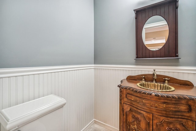 55 Maple Run Dr, Jericho, NY 11753 - bathroom with a wainscoted wall and vanity