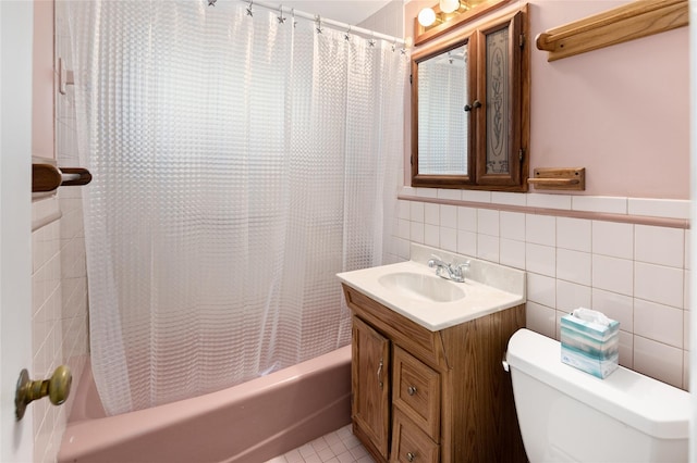 94 E Way, Mount Kisco, NY 10549 - full bath featuring shower / bath combination with curtain, vanity, and tile walls