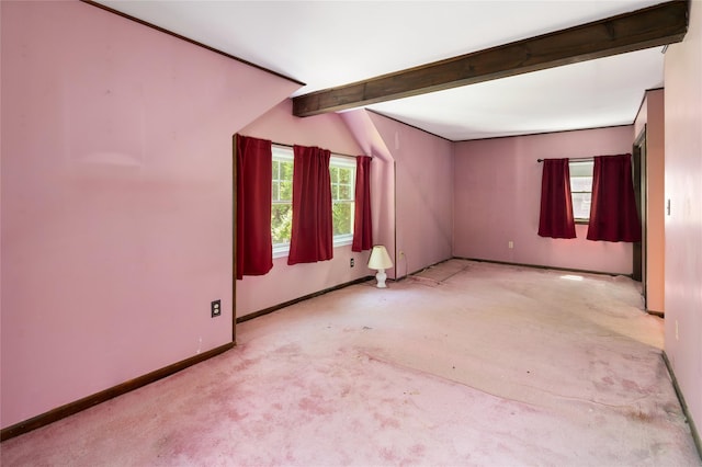 94 E Way, Mount Kisco, NY 10549 - carpeted empty room featuring baseboards and beamed ceiling