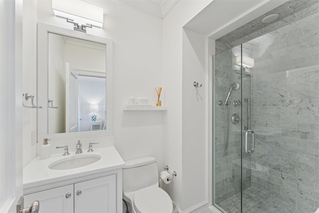 41 Landing Ln, East Quogue, NY 11942 - bathroom featuring vanity, a shower stall, and toilet