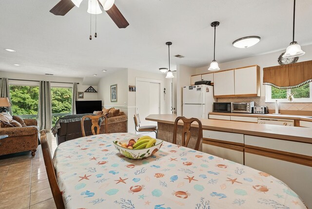 34 Overlook Commons, Yorktown Heights, NY 10598 - dining space featuring a ceiling fan, light tile patterned floors, and recessed lighting