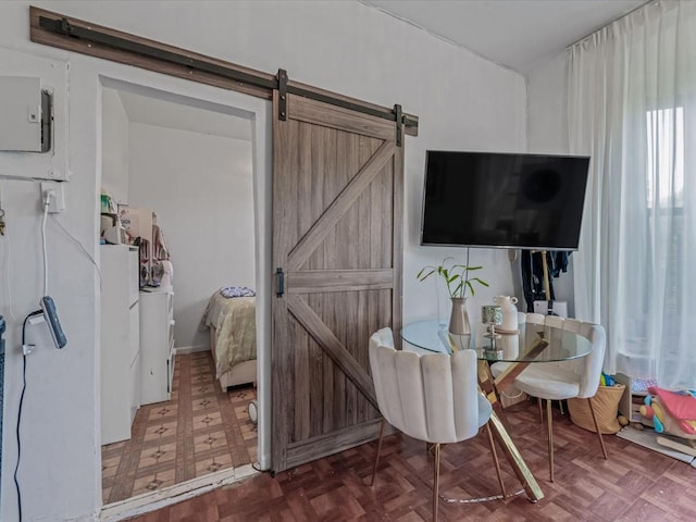 550 W 153rd St Unit 41, New York Manhattan, NY 10031 - home office featuring a barn door and washer / clothes dryer