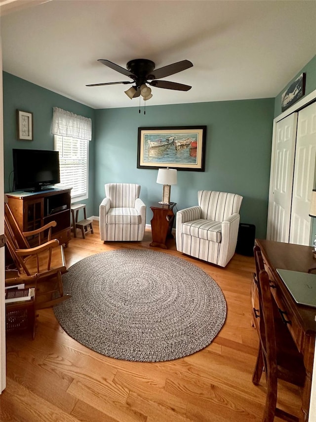 107 Scenic Lake Dr Unit 107, Riverhead, NY 11901 - living area featuring ceiling fan and wood finished floors