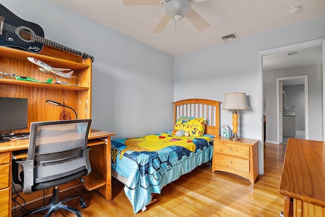 25 Glacier Dr, Smithtown, NY 11787 - bedroom with light wood finished floors, an office area, and ceiling fan