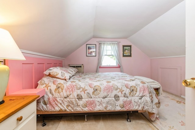 96 N Howells Point Rd, Bellport Village, NY 11713 - carpeted bedroom featuring lofted ceiling and an AC wall unit