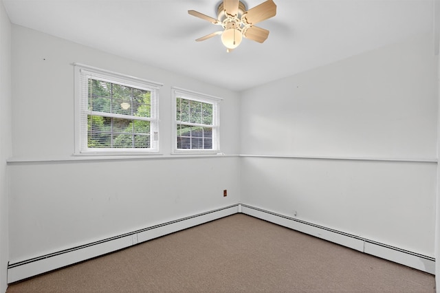 69 Crafts Rd, Carmel, NY 10512 - unfurnished room with a baseboard radiator, a ceiling fan, and carpet
