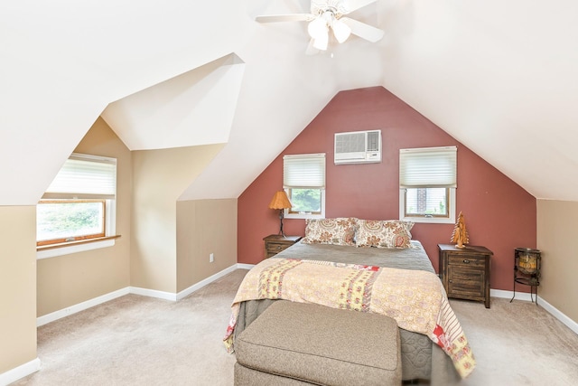 7 Dawn Dr, East Northport, NY 11731 - carpeted bedroom with an AC wall unit, multiple windows, lofted ceiling, and baseboards