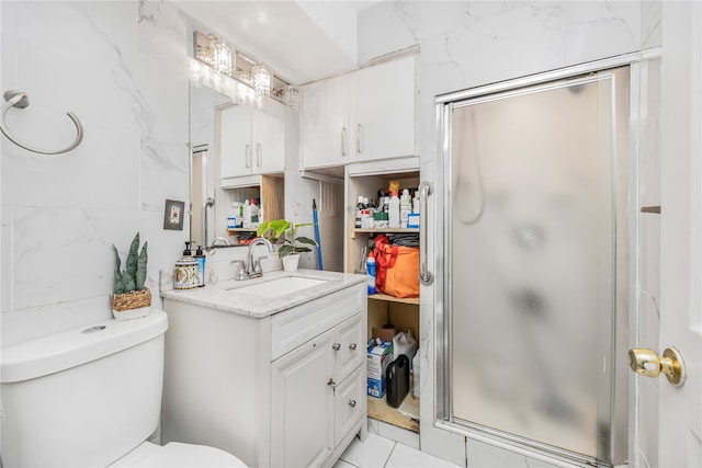 1321 Lafayette Ave, Bronx, NY 10474 - bathroom with vanity, a shower stall, toilet, and tile patterned flooring