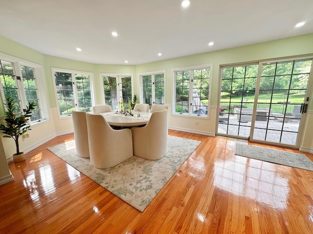 91 Harbor Rd, Head Of The Harbor, NY 11780 - dining space featuring baseboards, healthy amount of natural light, light wood-type flooring, and recessed lighting