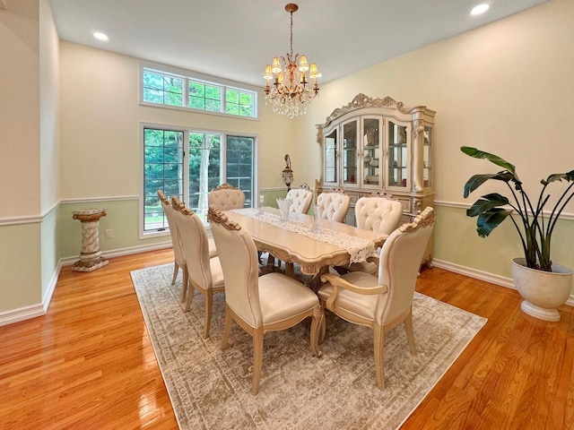 91 Harbor Rd, Head Of The Harbor, NY 11780 - dining space featuring a chandelier, plenty of natural light, light wood-style flooring, and recessed lighting