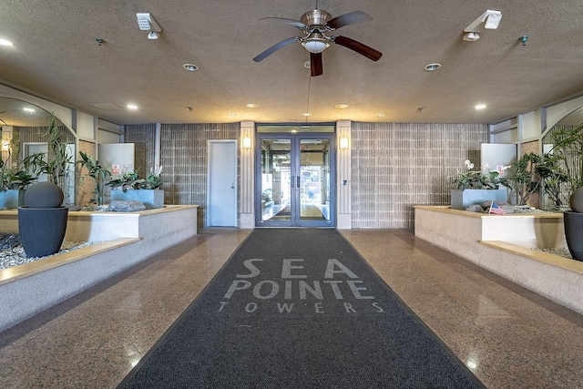 360 Shore Rd Unit 4B, Long Beach, NY 11561 - welcome area with wallpapered walls, a textured ceiling, ceiling fan, and recessed lighting