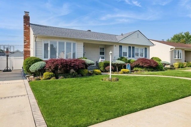 696 Byron Ave, Franklin Square, NY 11010 - ranch-style house featuring a chimney and roof with shingles