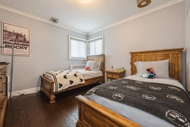 696 Byron Ave, Franklin Square, NY 11010 - bedroom featuring ornamental molding, dark wood-style floors, and baseboards