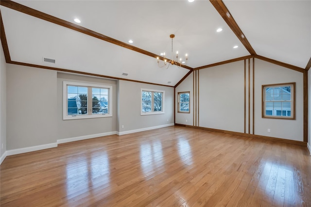 319 Blacksmith Rd W, Levittown, NY 11756 - unfurnished living room with a chandelier, light wood-type flooring, baseboards, and recessed lighting