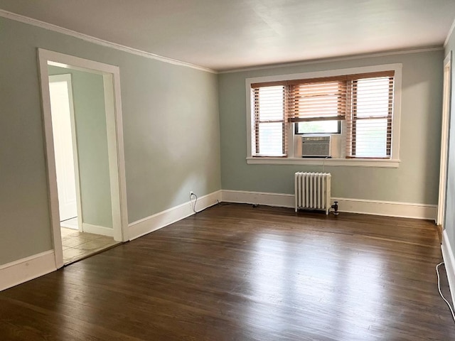 604 Tompkins Ave Unit B-2, Mamaroneck, NY 10543 - empty room with radiator, ornamental molding, healthy amount of natural light, wood finished floors, and cooling unit