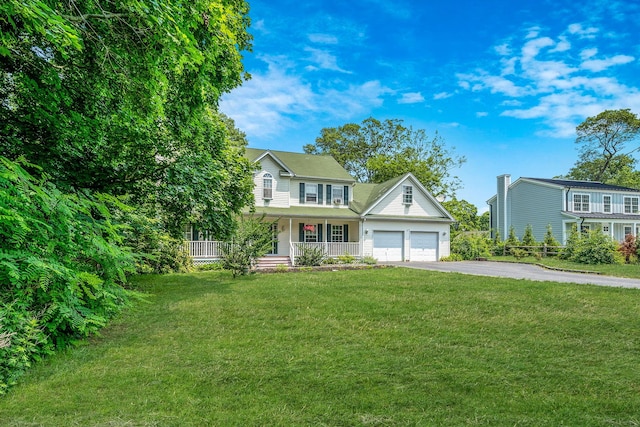 4 Ariel Ct, Rocky Point, NY 11778 - view of front of house featuring a porch, asphalt driveway, a front lawn, and an attached garage