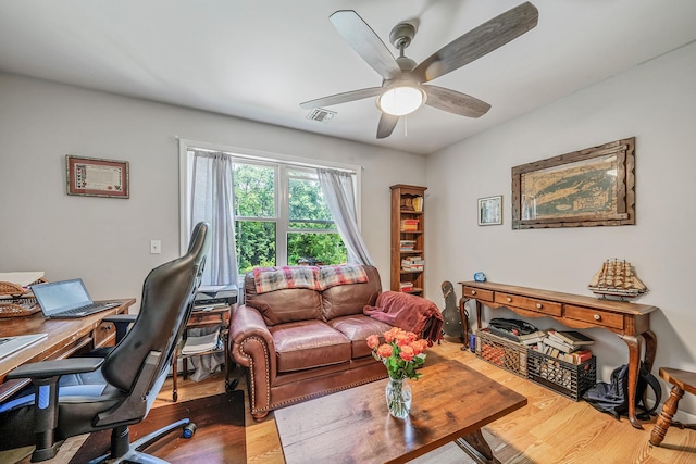 4 Ariel Ct, Rocky Point, NY 11778 - office with a ceiling fan and wood finished floors