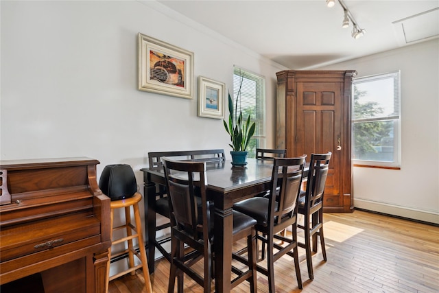 80 Diana Dr, Mastic Beach, NY 11951 - dining space featuring plenty of natural light, track lighting, and light wood-type flooring