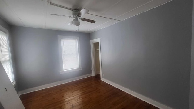 109 Garden St, Poughkeepsie, NY 12601 - unfurnished room featuring a ceiling fan, baseboards, and dark wood finished floors