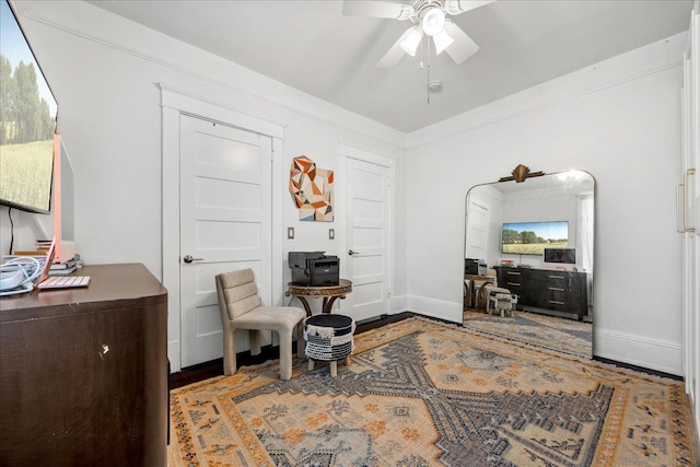 27 Locust Ave Unit 4N, New Rochelle, NY 10801 - living area with ceiling fan and baseboards
