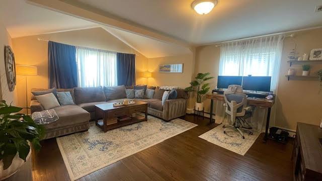 2568 Seminole Ave, Seaford, NY 11783 - office area featuring wood finished floors and lofted ceiling