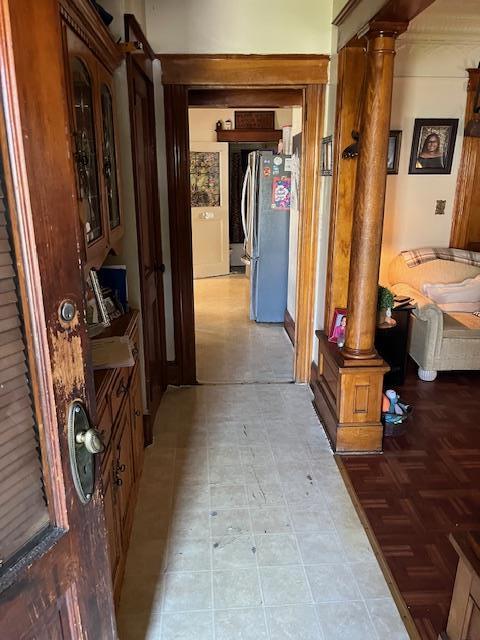 39 Harrison St, Middletown, NY 10940 - hallway with decorative columns